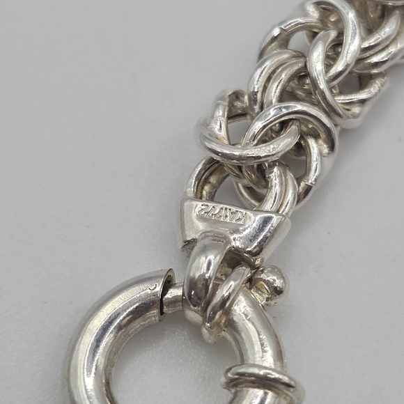 Made in Italy Sterling Silver 8 Inch solid Byzantine Chain Bracelet - Picture 2 of 4